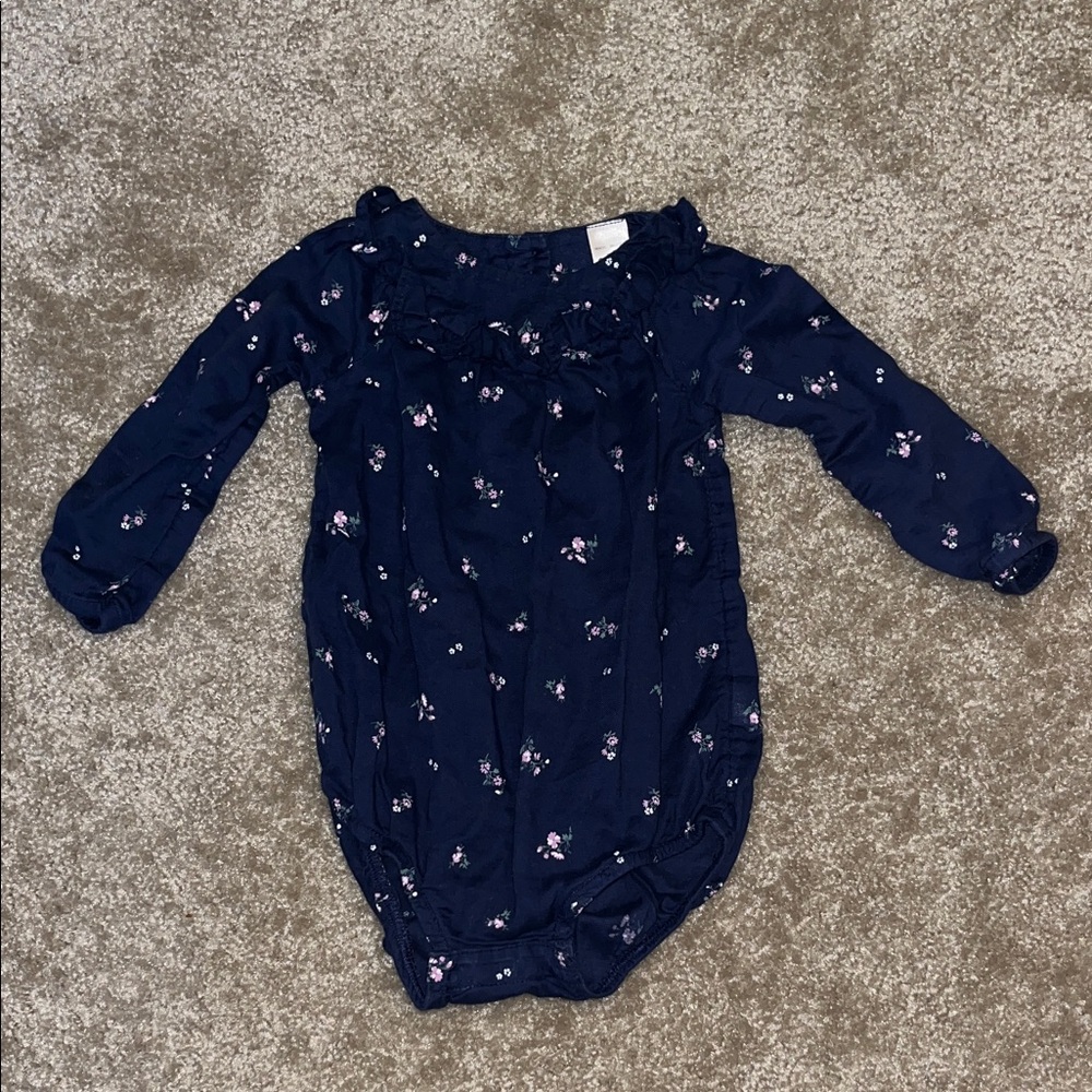 OshKosh B'gosh Dark Blue Floral Romper 12M